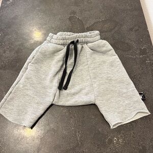 Nununu Light Grey Raw Edge Drop Crotch Shorts 12-18mo